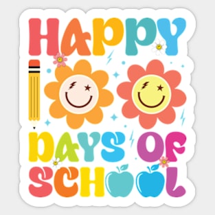 Happy 100 Days Of School Retro Groovy Teacher Student Sticker